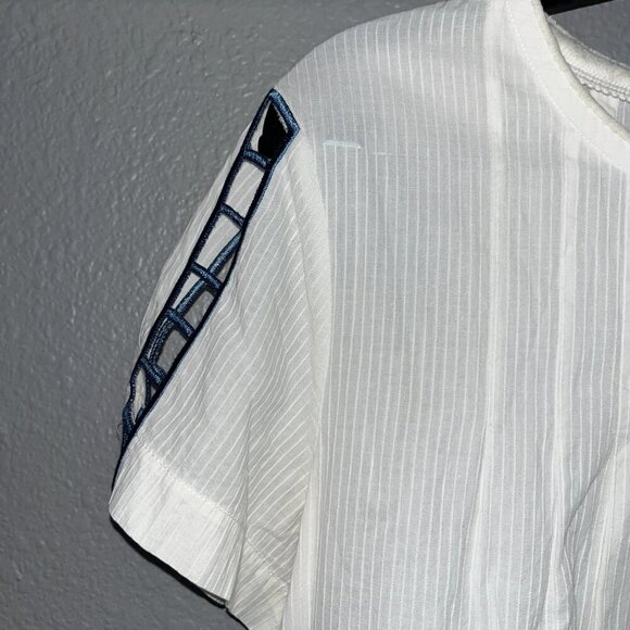 SEA NEW YORK GEOMETRIC EMBROIDERED CUT OUT PINTUCK TOP BLOUSE - EUC - Women's 8 - Picture 4 of 12